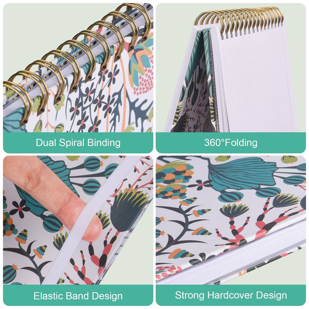 Spiral Notebook, 4 Pack A5 Lined Journal for Women, Hardcover Spiral Journal with 2 Pockets, College Ruled Notebooks, Cute Notebook for Office, School Supplies, Gifts (160 Pages, 6.3" x 8.46")