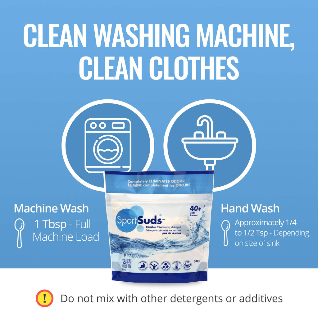 Sport Suds Detergent, 500g Zipper Pouch, 40+ Loads