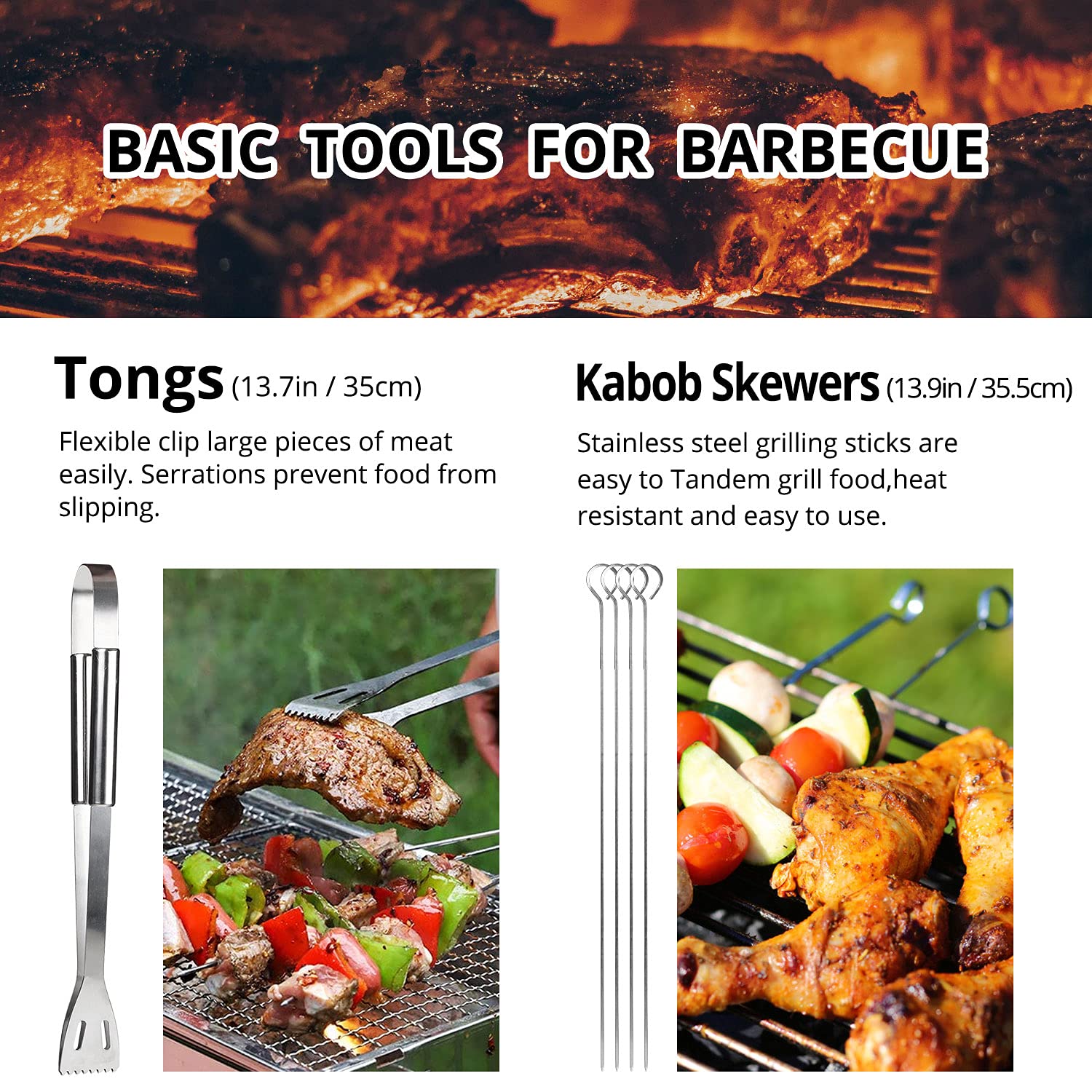 BBQ Utensil Set Stainless Steel Professional Barbecue Accessories Grill Tool with Bag Easy to Carry (9)