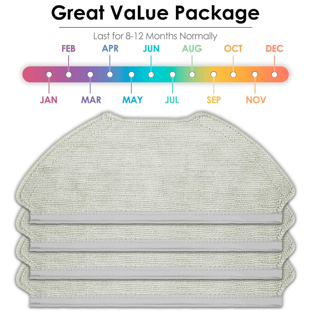 (4 Pack) T20+ Replacement Mop Pads Compatible with Airrobo T20+ Robot Vacuum Cleaner, Washable Replacement Mop Cloths, Mop Pad Accessories Kit