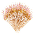 600Pcs Cocktail Picks Toothpicks for Appetizers 4.7" Fancy Gold and Pink Ball Bamboo Skewers Wood Food Sticks Decor for Party Fruit Drinks Sandwich Wooden Charcuterie Boards Accessories
