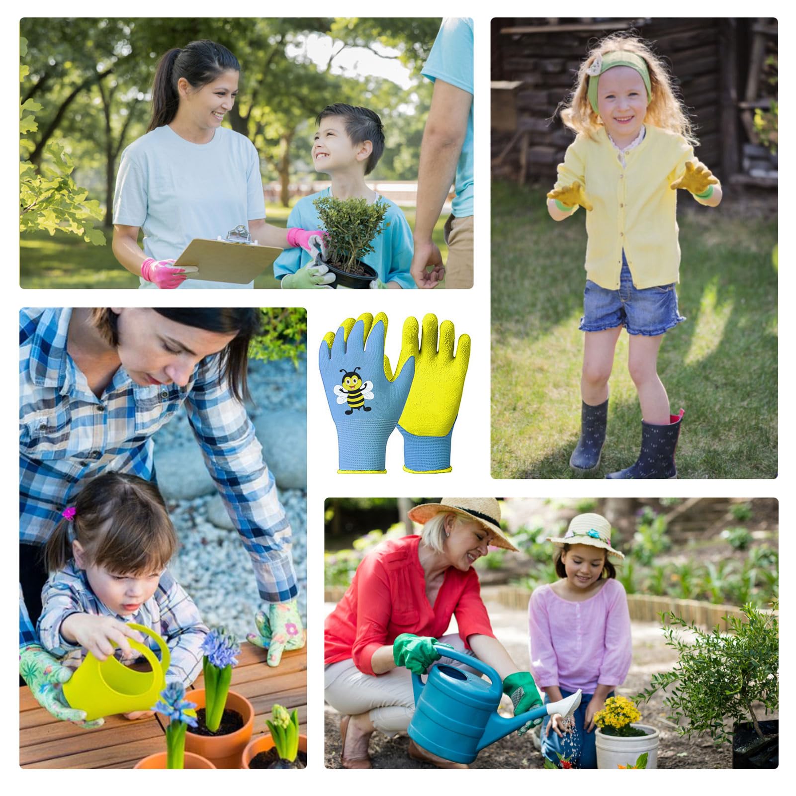 8 Pairs Kids Gardening Gloves Soft Gardening Protective Rubber Gloves for Children Age 4-8 Years Boys and Girls Yard Work Activity 4 Colors