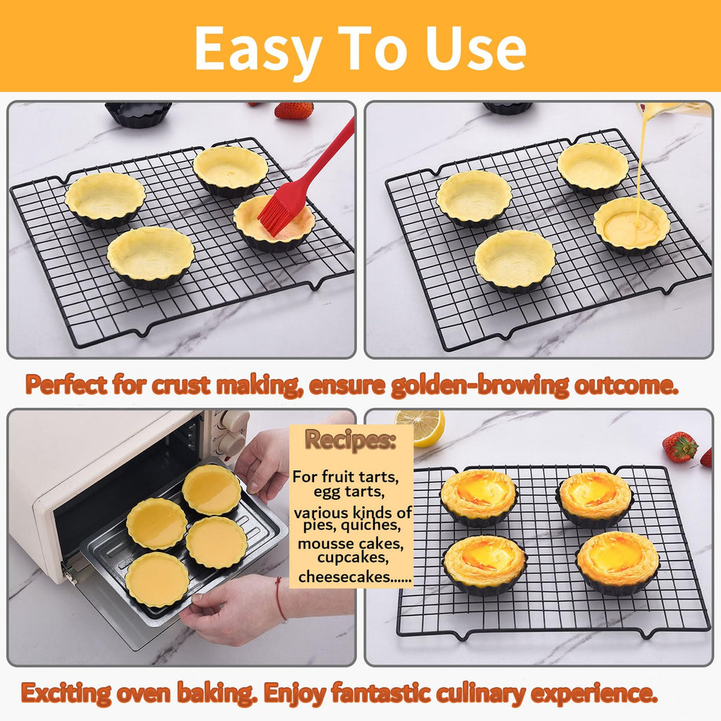 DATANYA 8 Pack Mini Tart Pans 4 Inch with Removable Bottom Round Nonstick Quiche Pan, Heavy Duty Fluted Side for Pies, Mousse Cakes, Dessert Baking