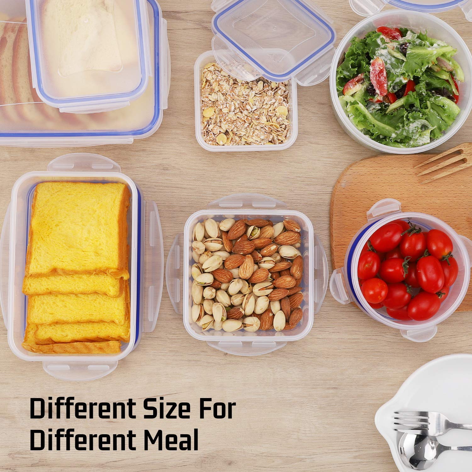 Food Storage Containers with Lids Airtight, Plastic Food Container Set, SIKITUT Airtight Storage Containers(8 Pack) for Home, Kitchen, Leak Proof, BPA-Free