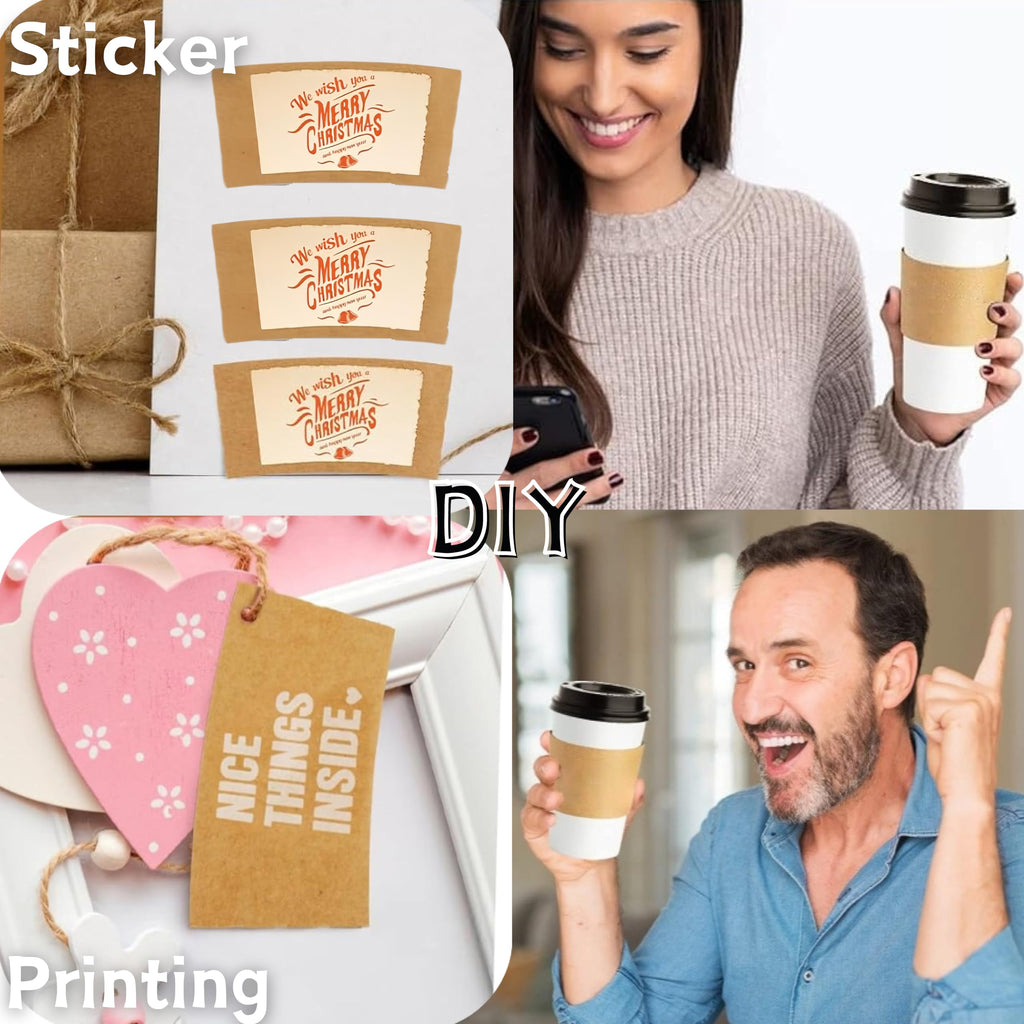 250 Pack Coffee Cup Sleeves, Hot Cup Sleeves Fit 12oz, 16oz, 20oz, 22oz & 24oz Cups, Corrugated Coffee Sleeves Disposable for Hor & Cold Drinks