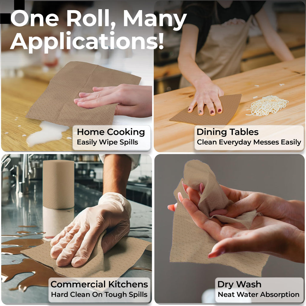 Restaurantware-Paper Towel Roll 600' x 1 Roll Long Paper Towel 8" Wide Hand Towel Roll 1 Ply Universal Dispenser 2" Core Hardwound High Absorbency Everyday Use for Commercial Washroom Kraft