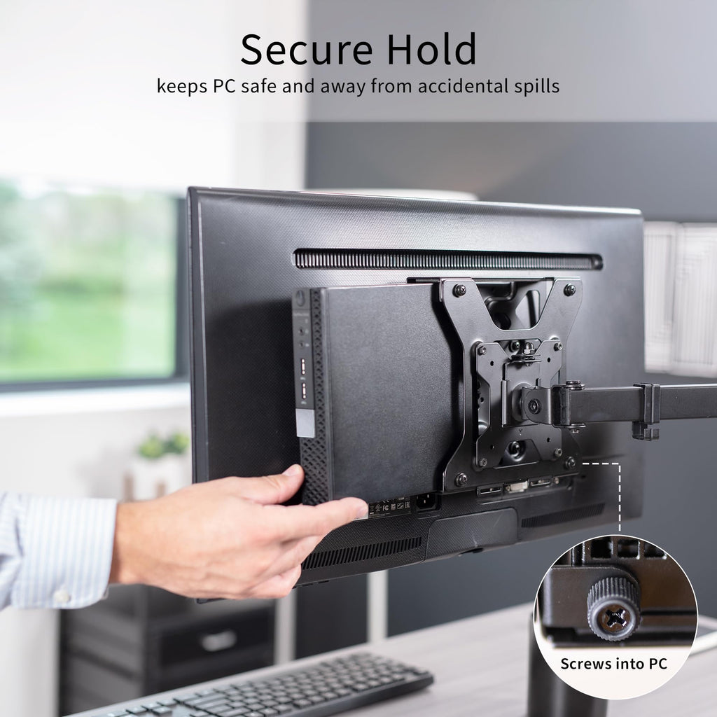 VIVO Behind Monitor Mini PC VESA Mount Designed for Dell OptiPlex Micro CPU, Monitor Arm Computer Holder, Concealed Behind Screen, Desk and Wall Mounting Options, Black, Mount-DLMM2