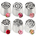 6 Pack Extra Large Flower Russian Piping Tips Set, Stainless Steel Rose Tulip Icing Tips for Cake Decorating Supplies DIY Baking, Floral Piping Tips Flower Bouquet for Cookies Desserts Baking Tool
