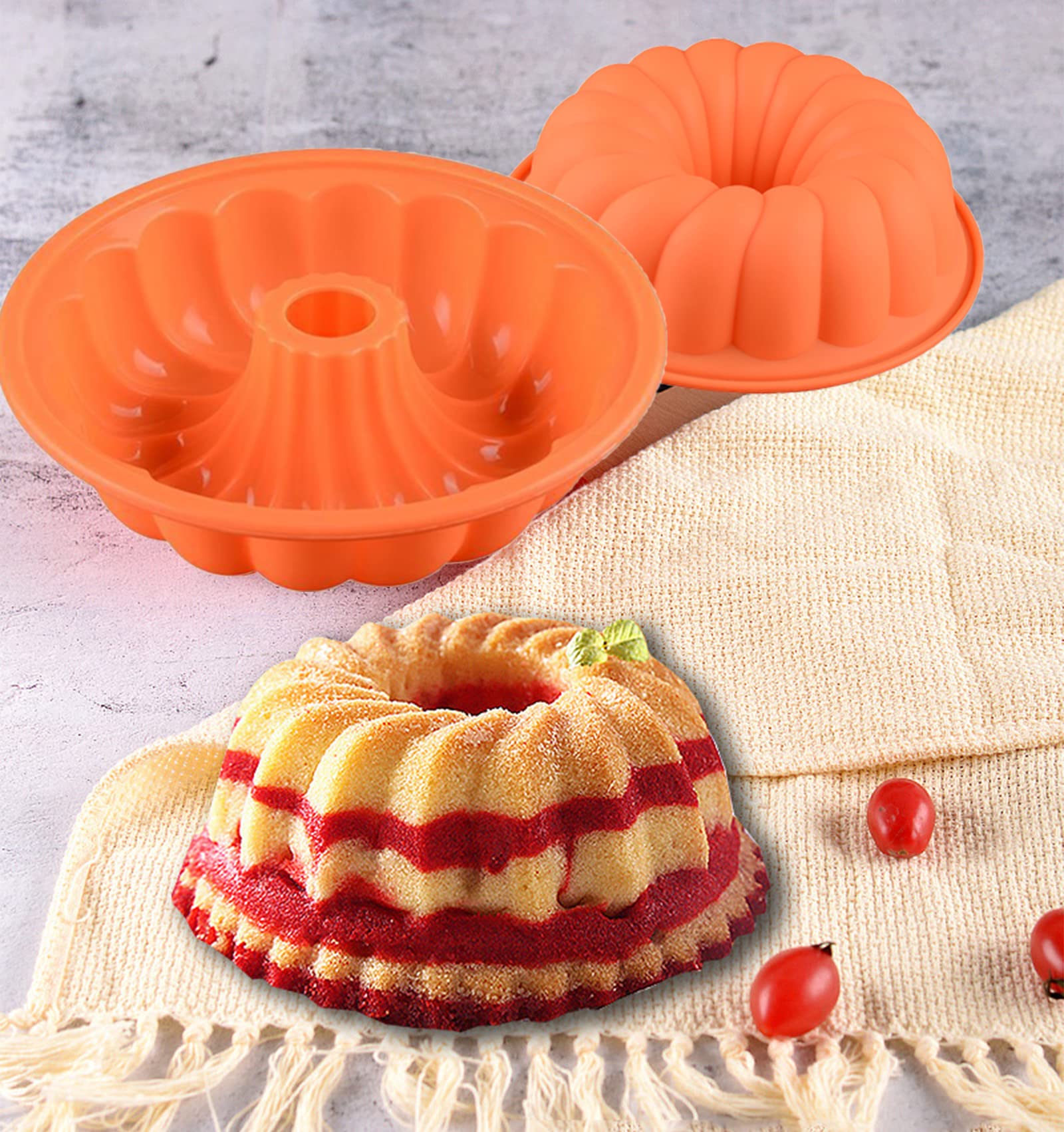 FantasyDay Silicone Baking Molds,9.5 Inch Silicone Cake Pan, Non Stick Fluted Tube Cake Pan for Cake, Jello, Gelatin, Bread