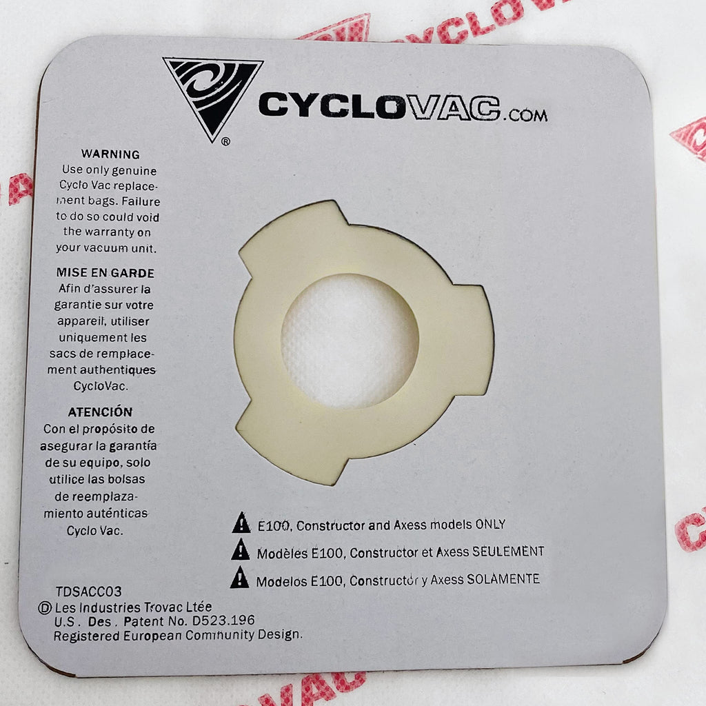 CYCLOVAC | TDSAC91C | Heavy Duty Central Vacuum Electrostatic Filter Bag with 3 Notches | Set of 3 Bags | 16 L (3.6 GAL)