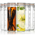 Huichuiero 20 oz(600 ML) Airtight Glass Jars with Lids, Wide Mouth Juicing Bottles with Hinged Lids and Leak Proof Rubber Gasket, Drinking Bottles Perfect for Vanilla Extract, 6 Pack