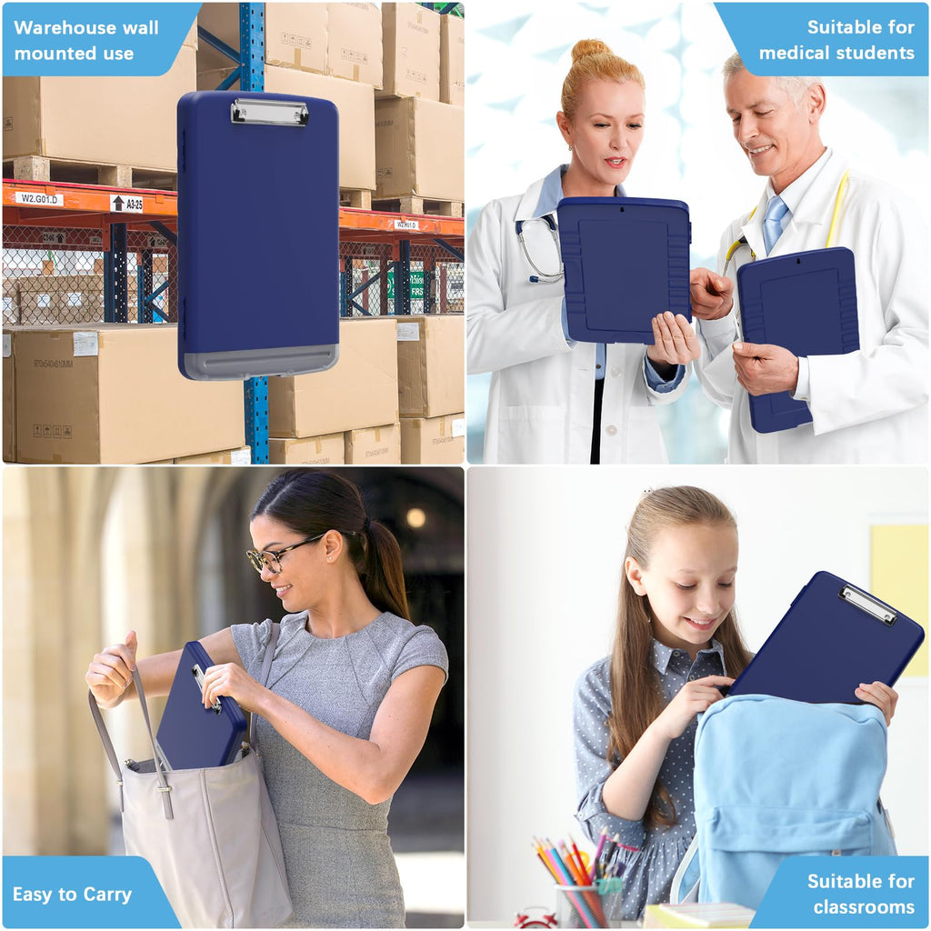Hongri Clipboard with Storage with Pen Holder, Folder Nursing Clip Board 8.5 x 11 Foilo-Side Opening, High Capacity, Light Weight for Teachers, Classroom. Size 14 x 9.6 x 1.2 in(Navy Blue)