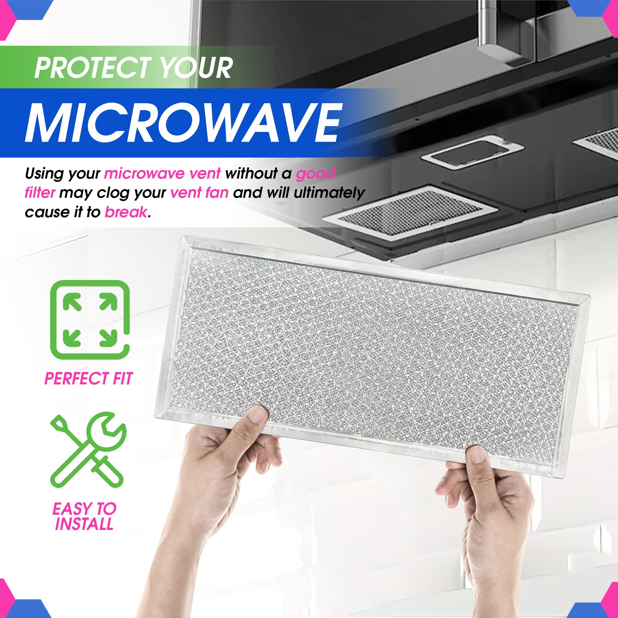 Replacement for Whirlpool W10208631A Microwave Grease Filter (2-Pack)