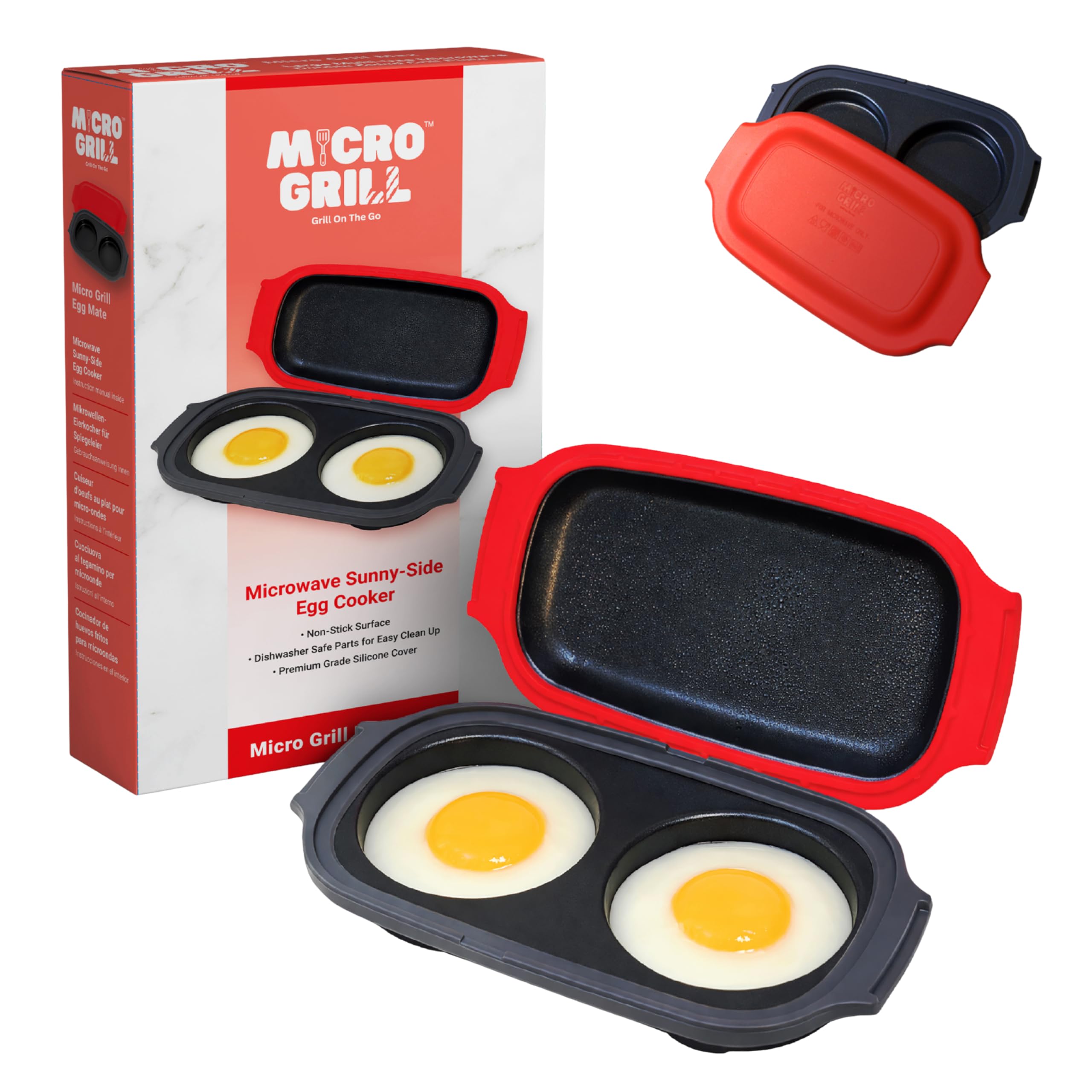 Micro Grill Egg Mate™ Microwave Cooker – Sunny Side Up Egg Maker for Breakfast Sandwiches & English Muffins – BPA-Free, Dishwasher Safe