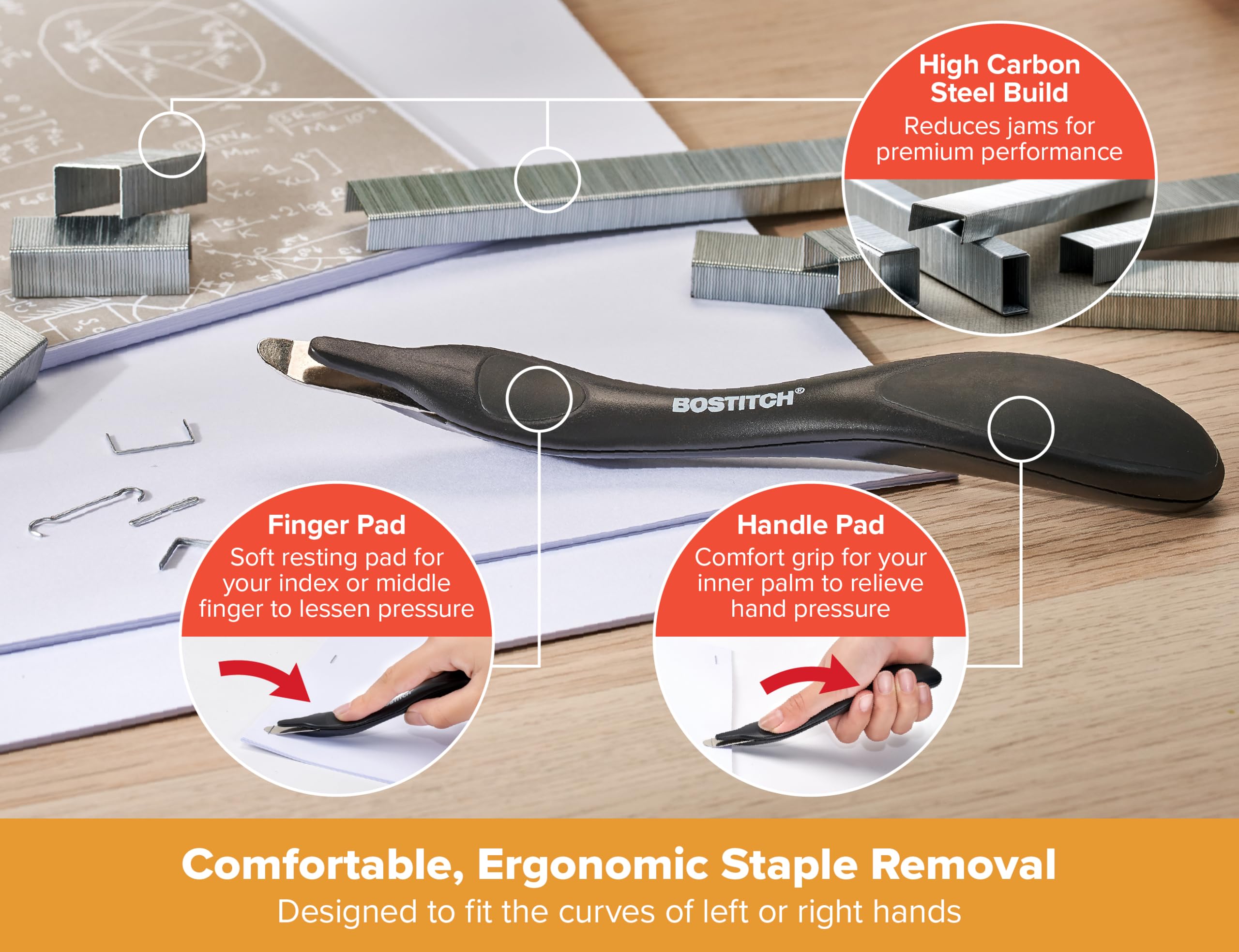 Bostitch Titan Heavy Duty Metal Stapler, 50 Sheet Capacity with 1250 Staples and Ergonomic Staple Remover, Jam Free Stapling, Full Strip Stapler for Desk, Office and Classroom, Black