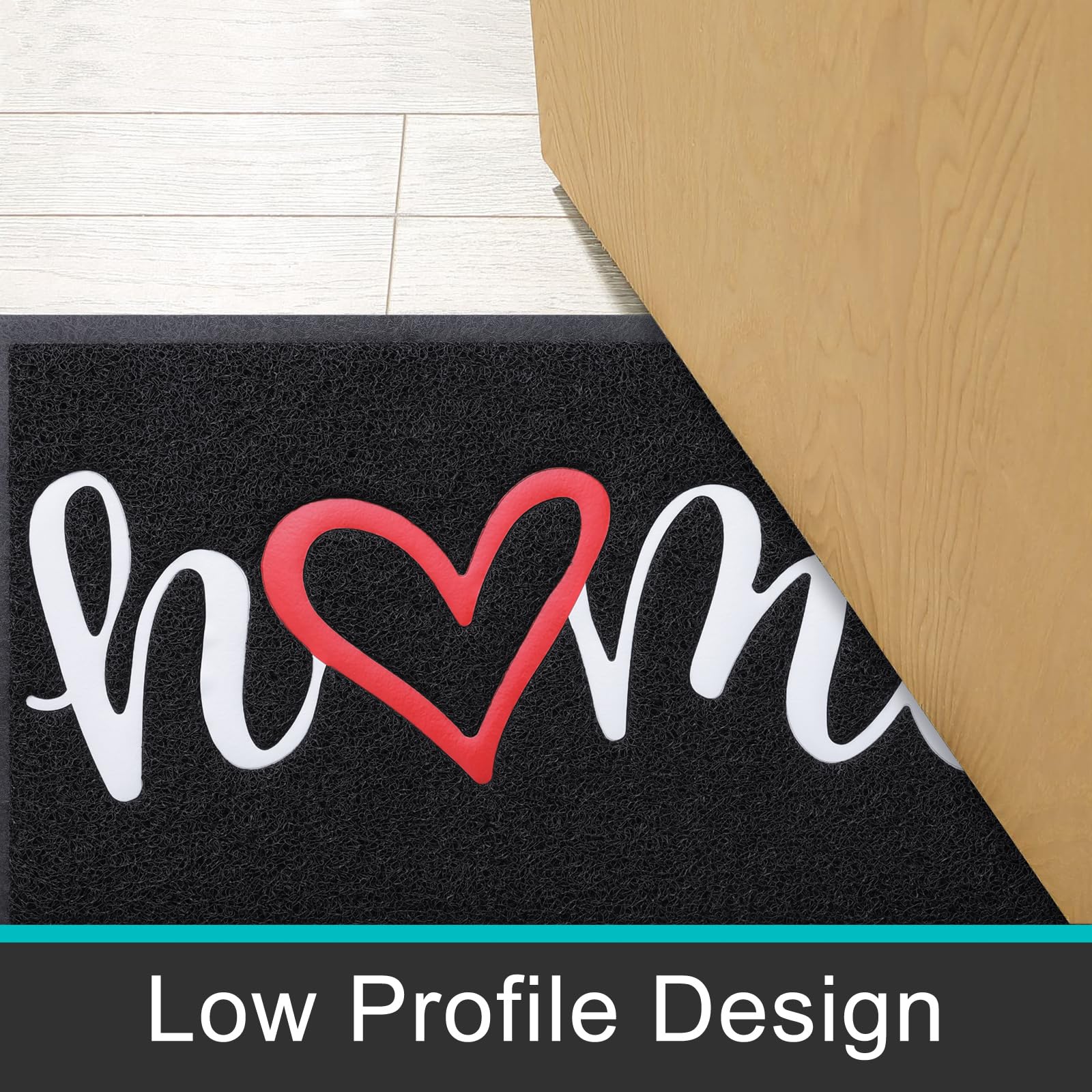 Colorxy “Home” Door Mat, Dirt Trapper Doormats Non-Slip Low Profile Durable Door Mat for Outdoor, Indoor, Entrance, Patio, Front Back Door, 30" x 17.5", Black