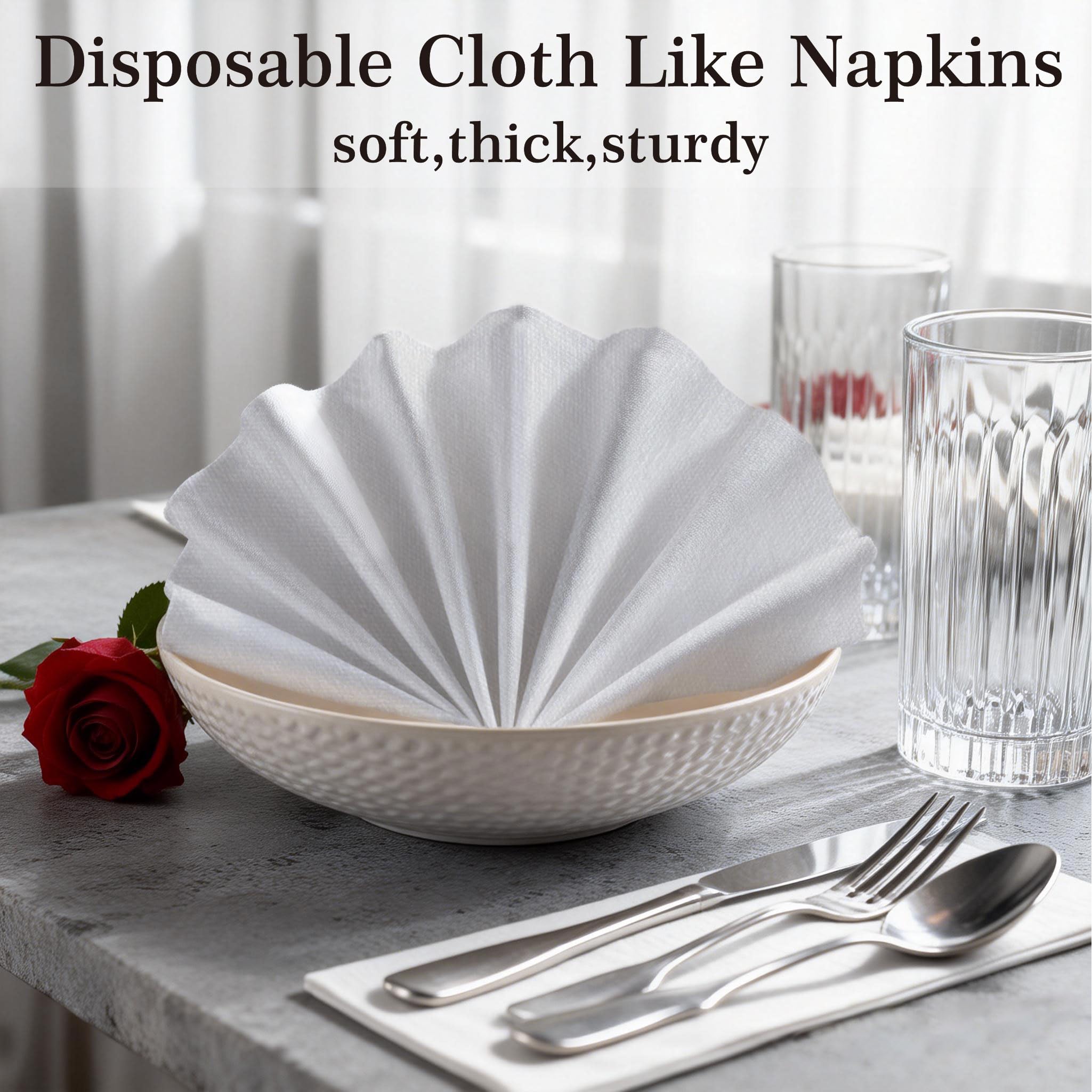 JEBBLAS Guest Towels Disposable Cloth Like Paper Hand Napkins Soft, Absorbent, Paper Hand Towels for Kitchen, Bathroom, Parties, Weddings, Dinners or Events,Pack of 100 Pcs