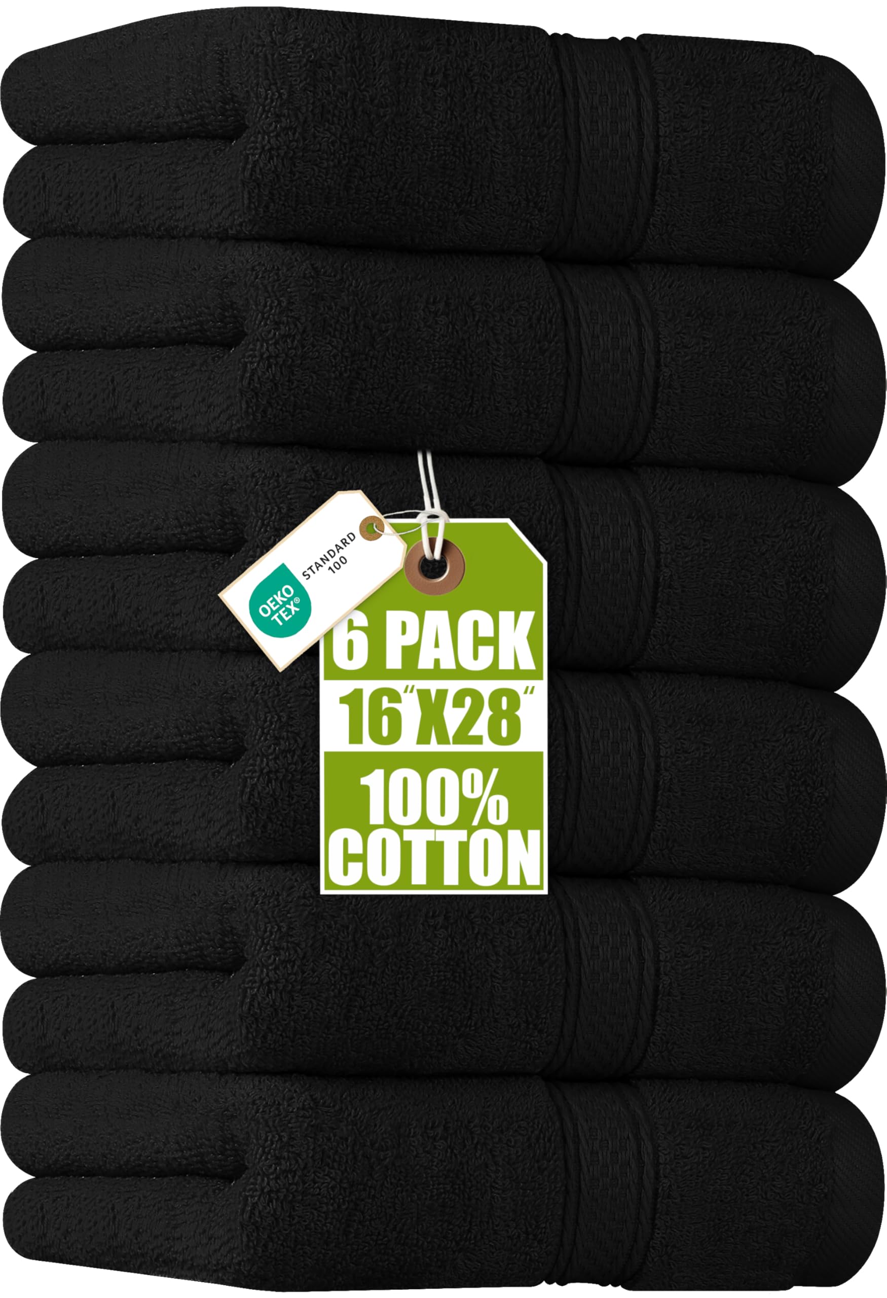 Utopia Towels Premium Black Hand Towels - 100% Combed Ring Spun Cotton, Ultra Soft and Highly Absorbent, 600 GSM Extra Large Hand Towels 16 x 28 inches, Hotel & Spa Quality Hand Towels (6-Pack)