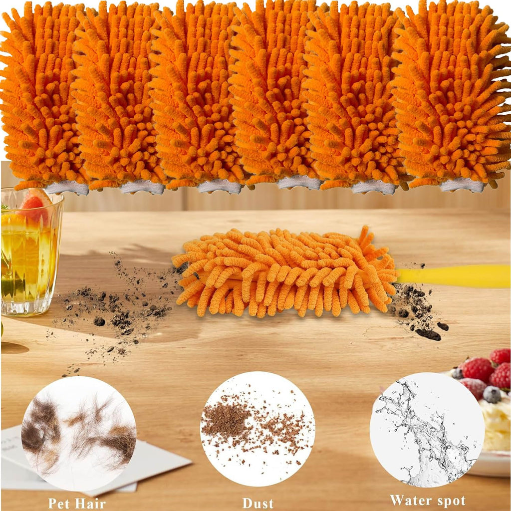WADY 6 Pack Microfiber Duster Refills for Hand Duster - 360° Reusable Heavy Duty Dusting Pads for Ceiling Fans, Furniture & Household Cleaning (Handle Not Included)