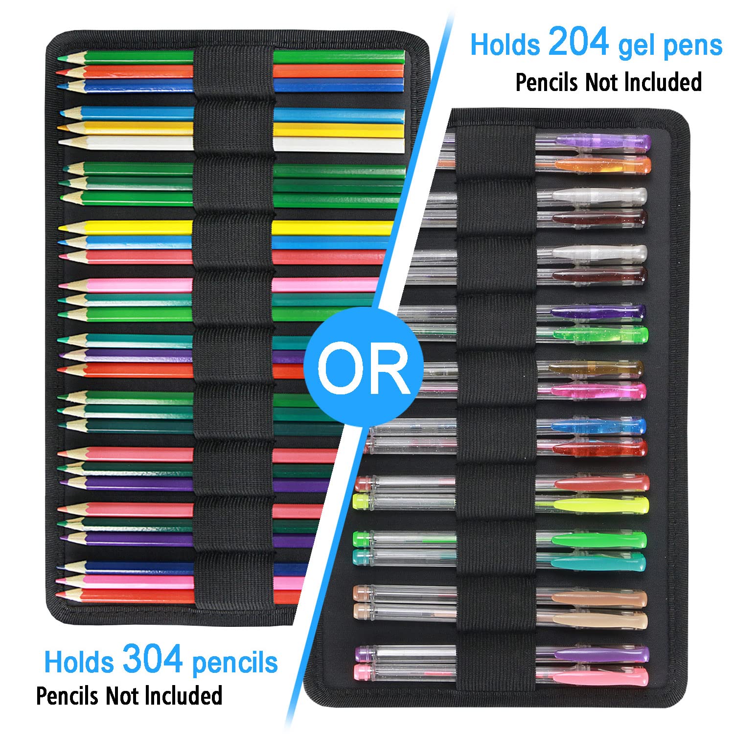 Big Capacity Colored Pencil Case - 300 Slots Large Pen Case Organizer with Multilayer Holder for Prismacolor Colored Pencils & Gel Pen by YOUSHARES (Black