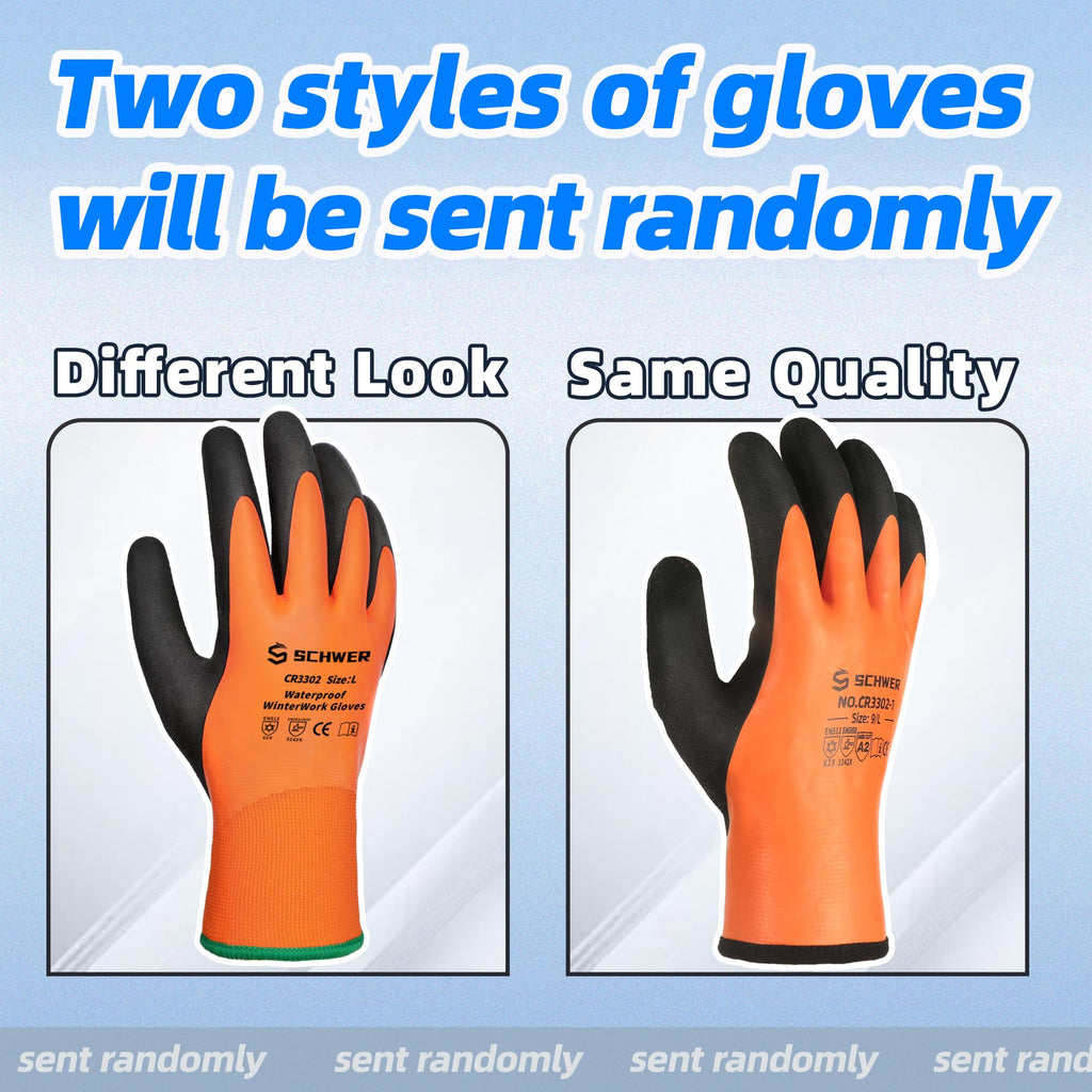Schwer 2 Pairs FreezeGuard Winter Work Gloves, ANSI A2 Cut Resistant Freezer Gloves for Outdoor Cold Weather Keep Hands Warm, Waterproof Gloves for Shoveling Snow, Ice Fishing, L