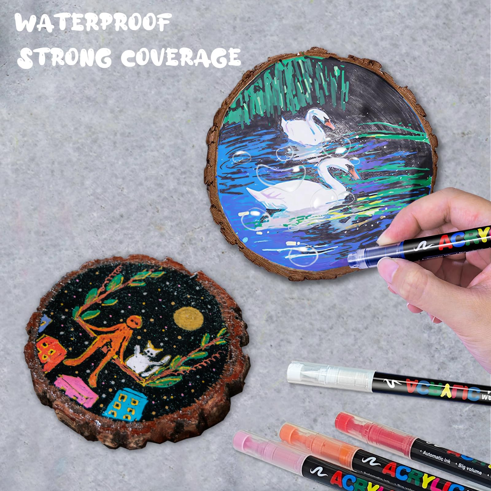 36 Colors Acrylic Paint Markers, Soft Brush Tip Acrylic Paint Pens, Waterproof Coloring Art Markers for Wood, Metal, Ceramic, Fabric, Stone, Egg, Rock Painting and DIY Art Crafting