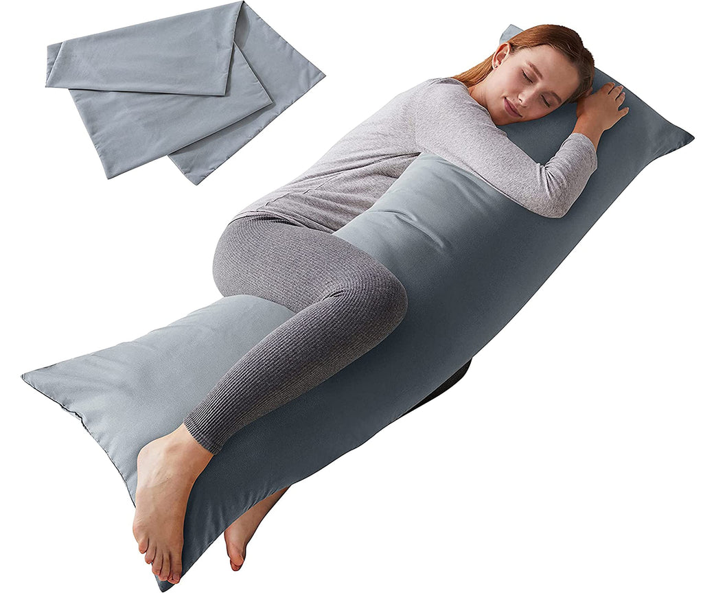 ELNIDO QUEEN Body Pillow with Pillowcase-Soft Long Bed Pillow for Adults-Breathable Full Body Pillow Insert for Sleeping,20x54inches-Grey