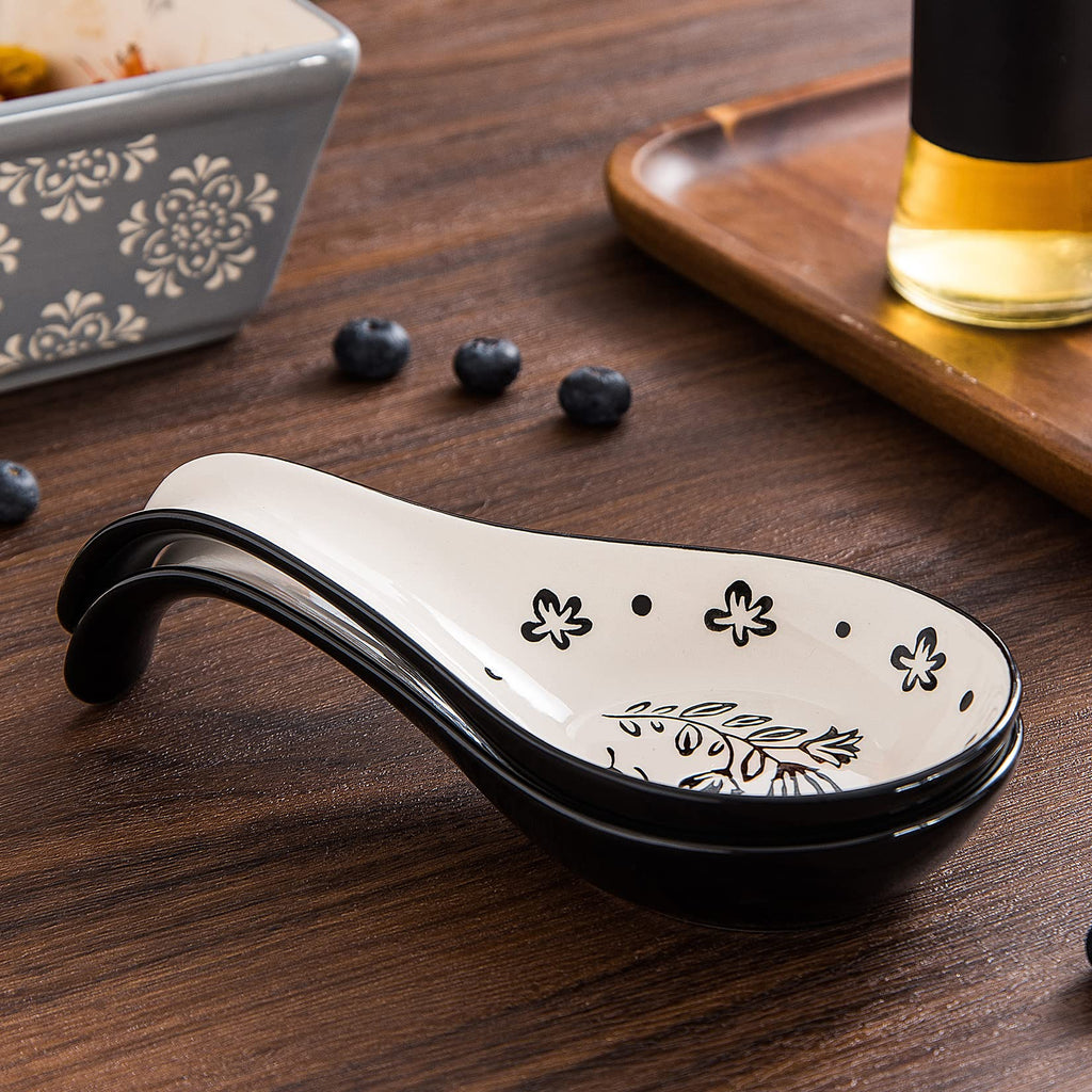 Wisenvoy Spoon Rest Spoon Holder for Stove Top Ceramic Spoon Holder Porcelain Spoon Rest for Kitchen Counter