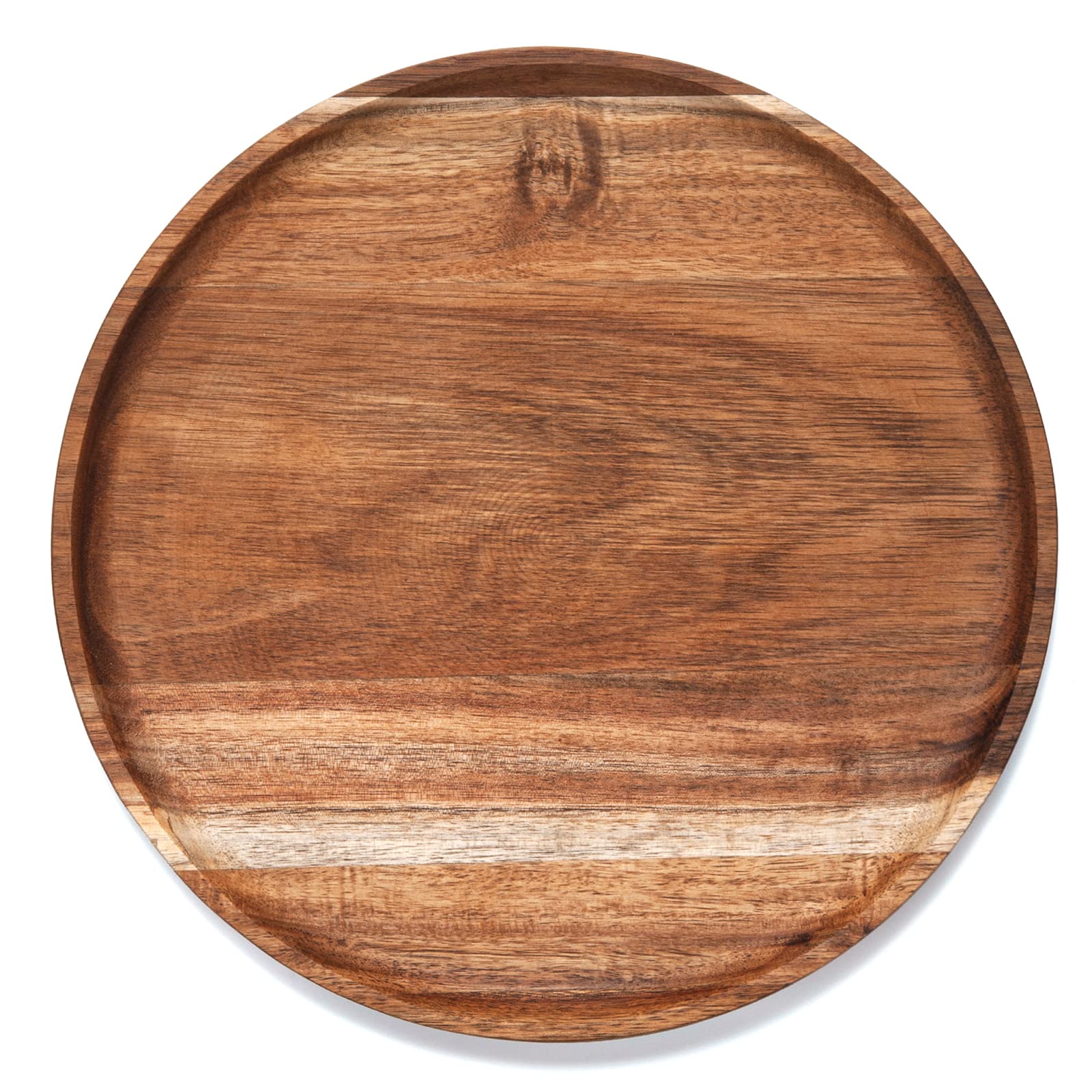 YANGQIHOME Acacia Wood Serving Tray, Round Wooden Platter for Food, Snack, Bread, Cheese, 35 cm Kitchen Serving Tray