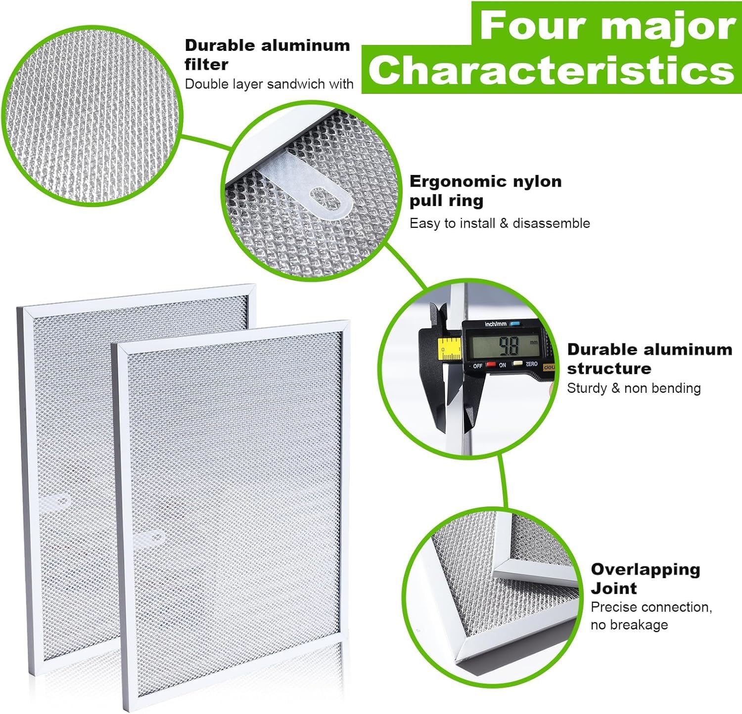 New- BPS1FA30 Range Hood Replacement Filter Compatibe with Nu-tone A-llure QS1 and WS1, 99010299 Grease Filter for Range kitchen Hood, 11-3/4" x 14-1/4" x 3/8" Aluminum 30"- 2 Pack