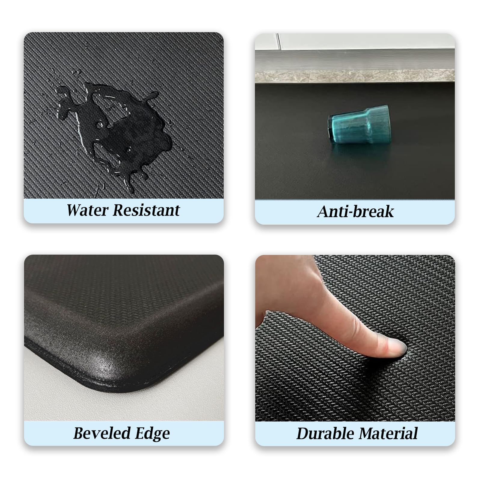 Artnice Kitchen Mats for Floor, 0.75" Cushioned Anti Fatigue Mat, Memory Foam Kitchen Rug, Non Slip Waterproof Comfort Mat for Standing, Home, Office (17.3" x 28", Black)