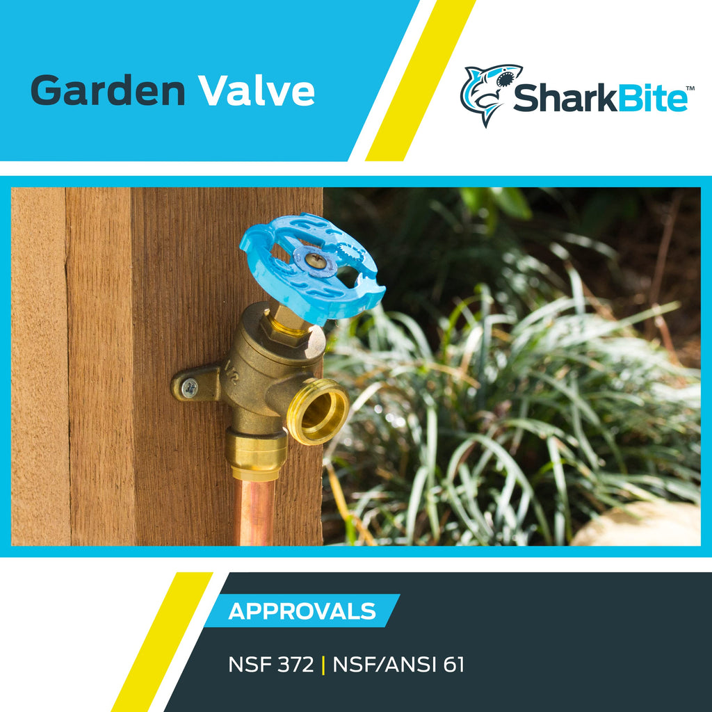 SharkBite 1/2 Inch x 3/4 Inch MHT Garden Valve, Multi Turn, Push to Connect Brass Plumbing Fitting, PEX Pipe, Copper, CPVC, PE-RT, HDPE, 24622LF