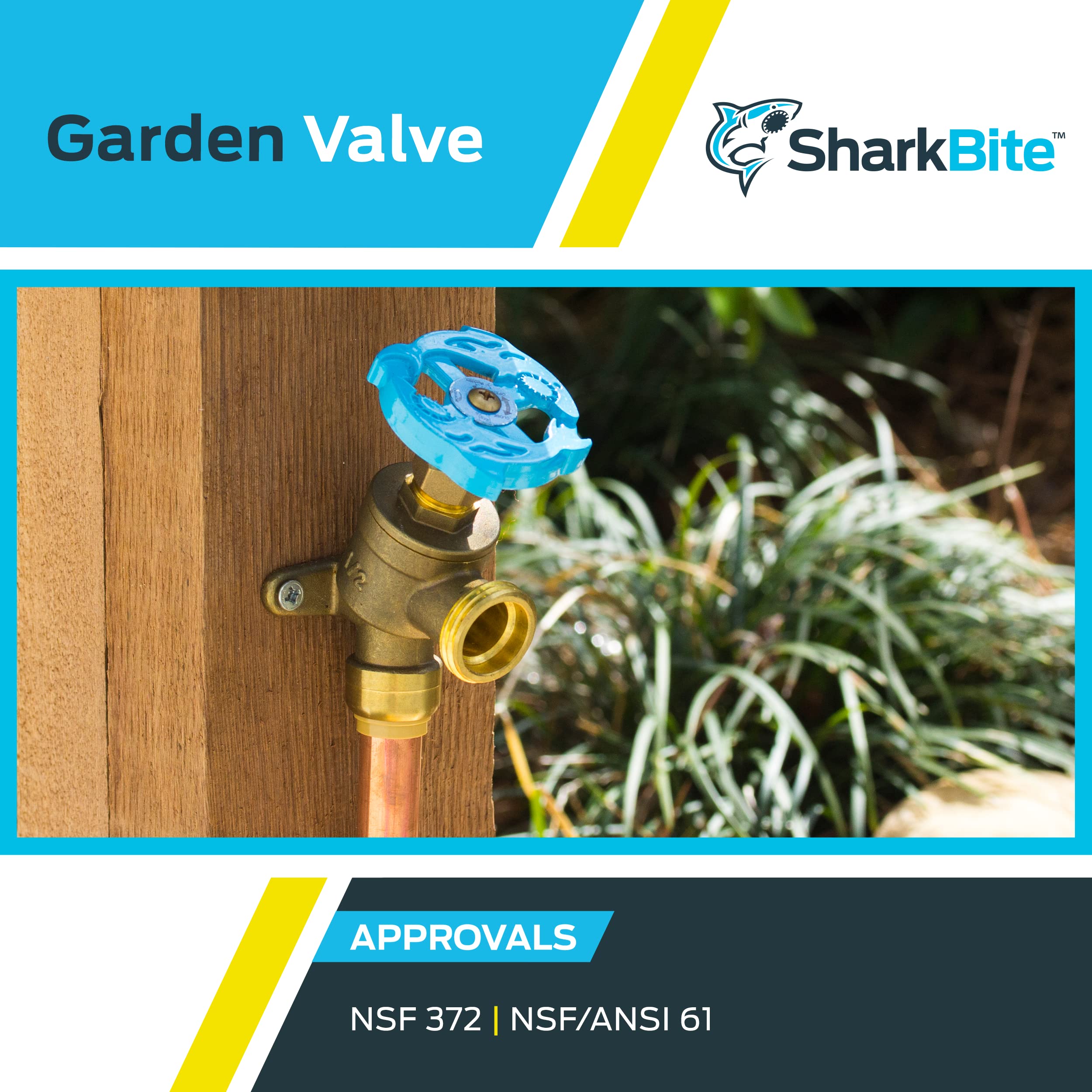 SharkBite 1/2 Inch x 3/4 Inch MHT Garden Valve, Multi Turn, Push to Connect Brass Plumbing Fitting, PEX Pipe, Copper, CPVC, PE-RT, HDPE, 24622LF