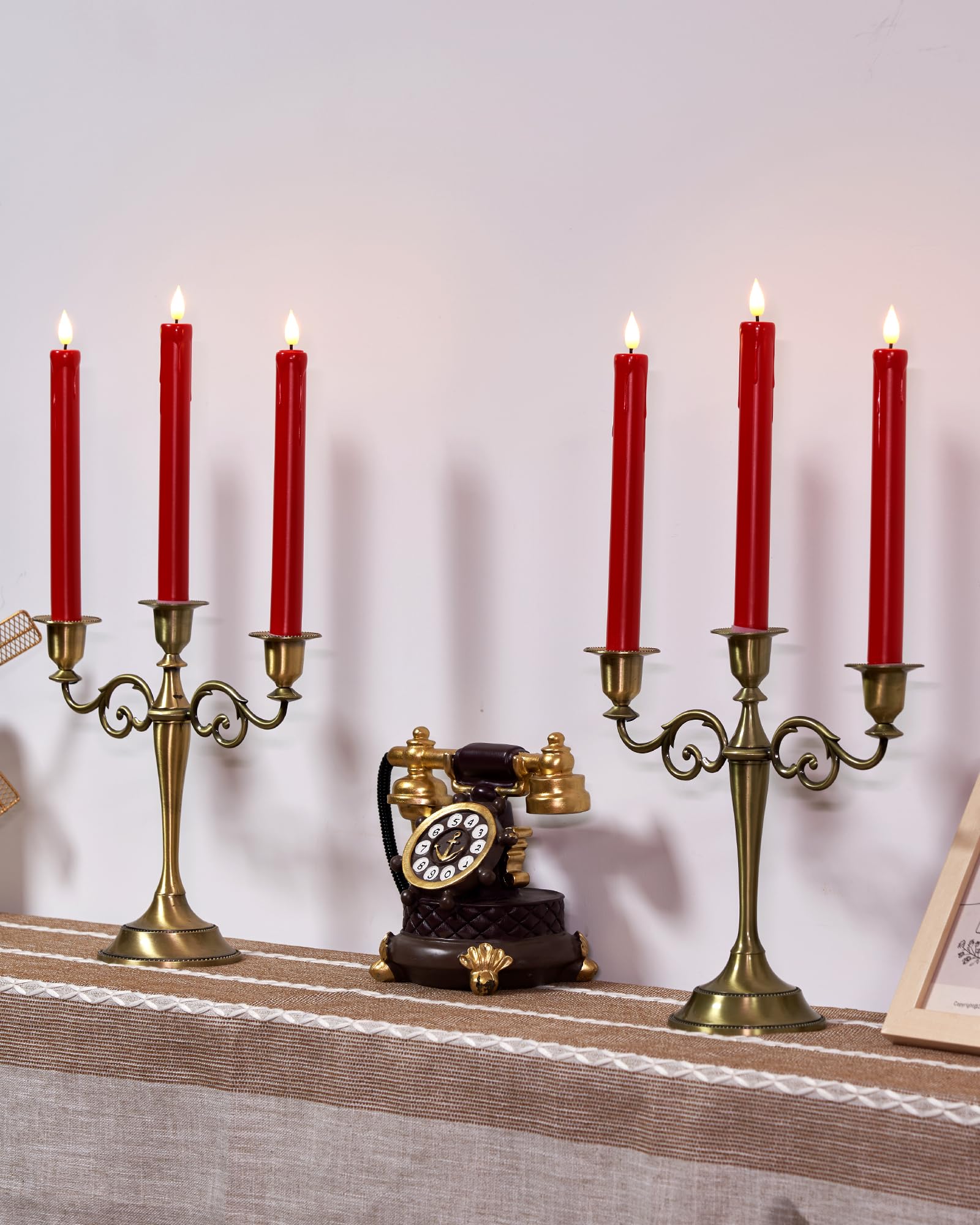 AMAGIC 6 Pack Flameless Taper Candles with Remote, Timer, Battery Operated CandleSticks with Flickering Light, Plastic Led Window Candles, 9.6 Inches for Halloween Christmas Decoration