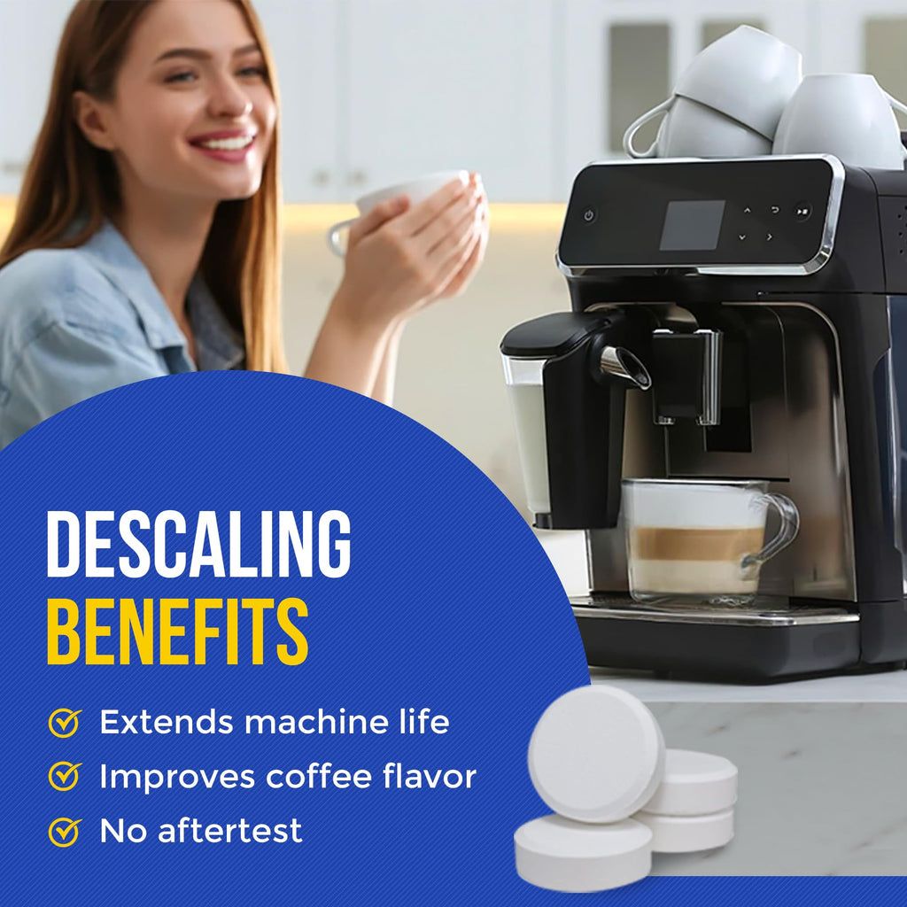 Coffee Machine Descaler Cleaner Tablets 24-Pack | For Keurig, Breville, De Longhi, Miele, Ninja, Braun | Clean & Descale Coffee Pot & Espresso Maker -Cleaning & Descaling Solution Tabs