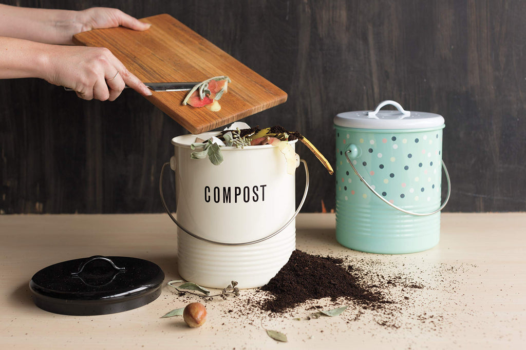Now Designs 5123002aa Vintage Compost Bin, Ivory
