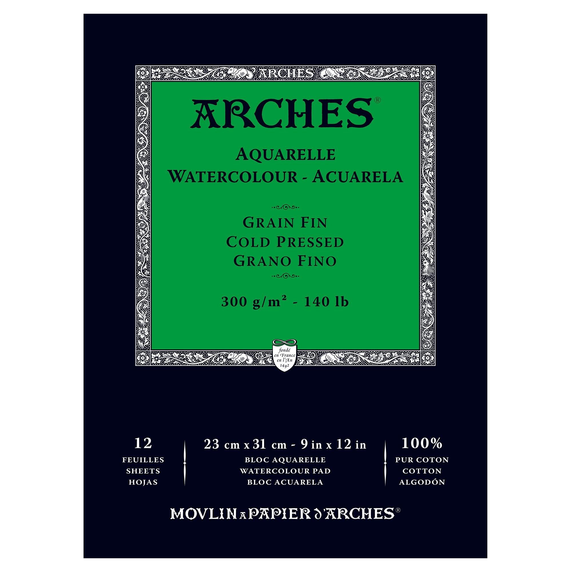 Arches Watercolor Paper Pad, 140 Pound, Cold Press, 9"x12"