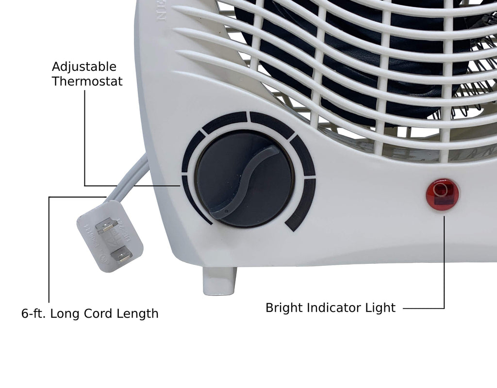 Tooltech® 750-1500-Watt Compact Fan Heater with Adjustable Thermostat