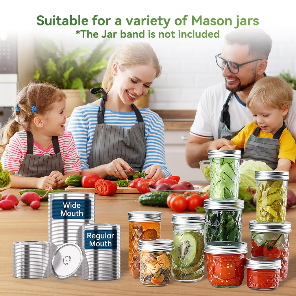 Mason Jar Lids 48 Pack: 24 Wide Mouth + 24 Regular Mouth Canning Lids, Vacuum Seal Food-Grade Canning Supplies Compatible with Electric Vacuum Sealers