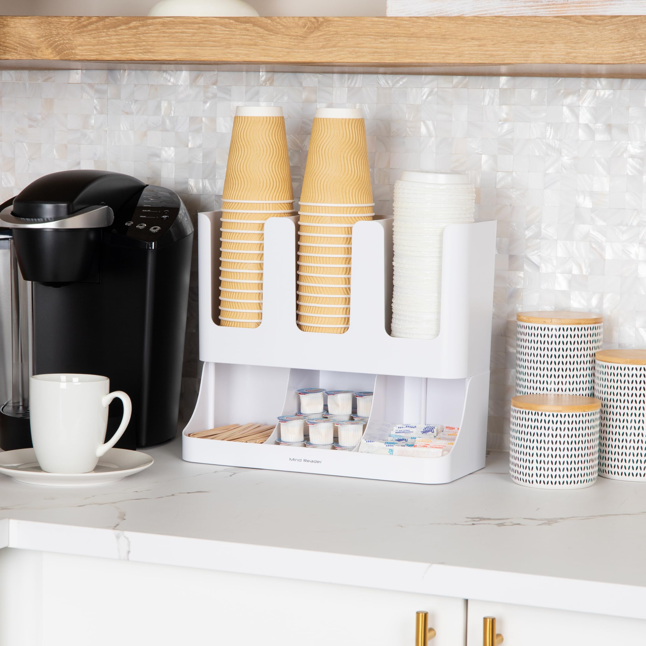 Mind Reader 'Flume' 6 Compartment Condiment and Cups Organizer, White