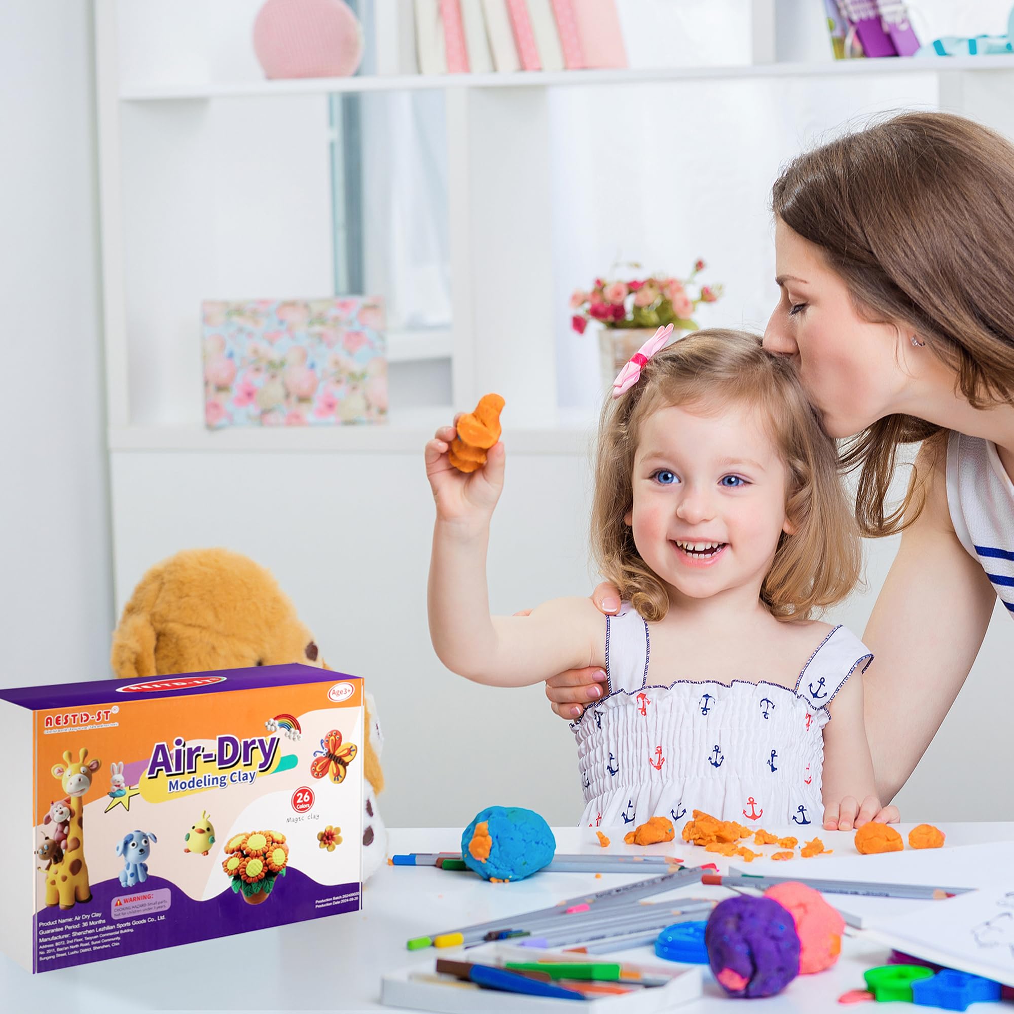 Air Dry Clay 26 Colors, Modeling Clay for Kids,DIY Model Magic Clay, Molding Clay Kit with Sculpting Tools, Soft and Non-Sticky, Arts and Crafts Gift for Boys Girls Kids.