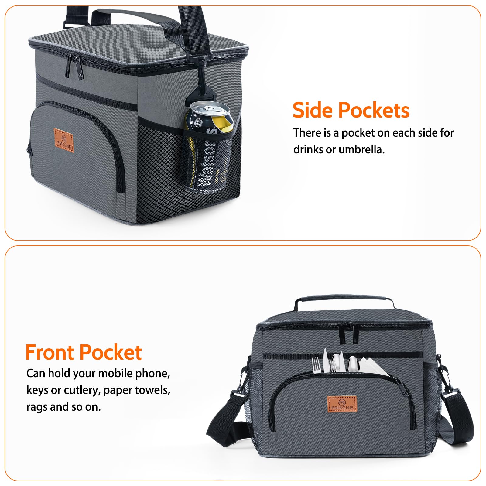 Adtefon Cooler Bag Insulated Large Soft Lunch Bag for Men Women,14L Waterproof Leakproof Portable Lunch Box for Work Office Beach Picnic