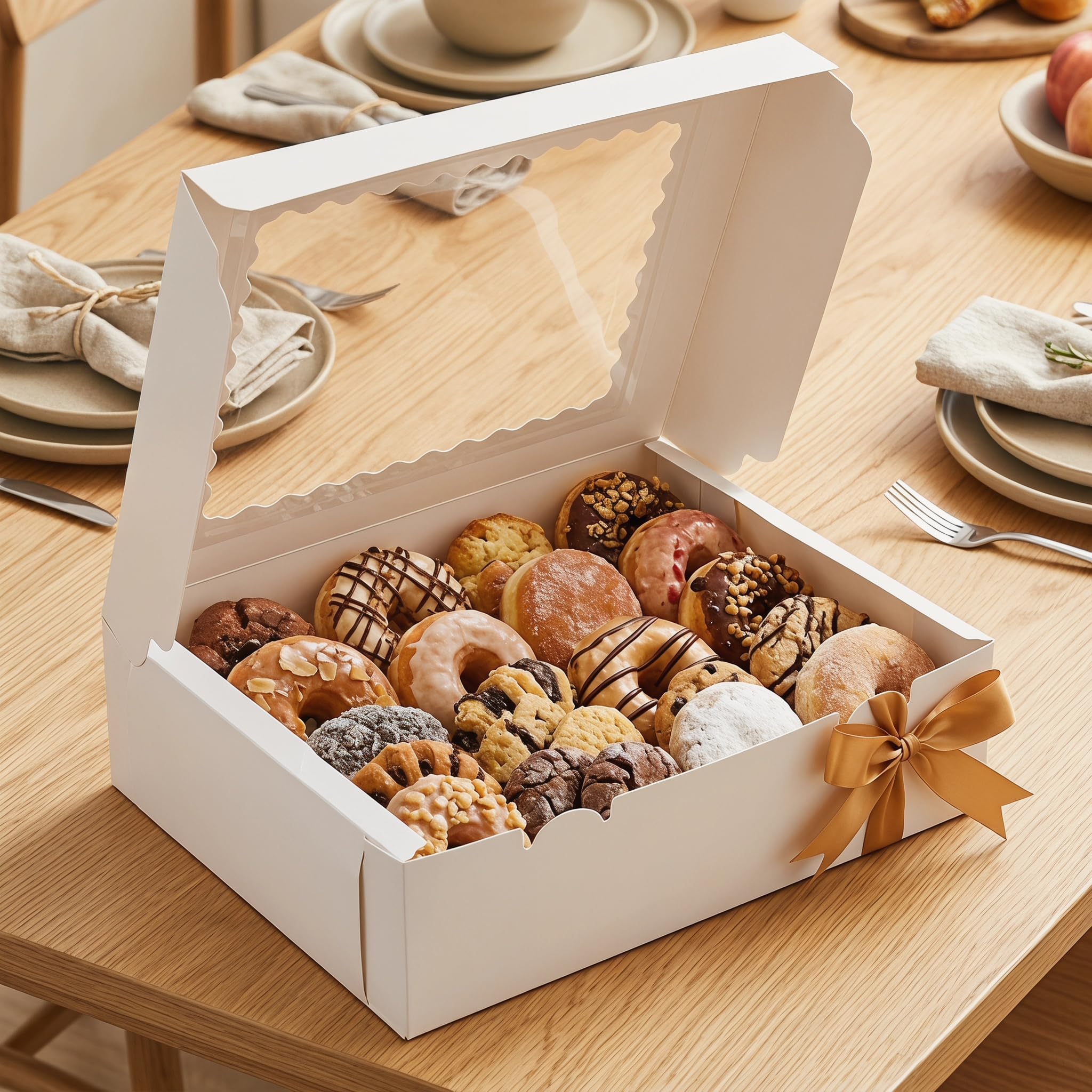 Jucoan 20 Pack Cupcake Boxes 12 Counts White Paper Cupcake Container with Inserts and Window, Bakery Container Dozen Cupcake Carrier Boxes for Muffins, Cookies, Pastry