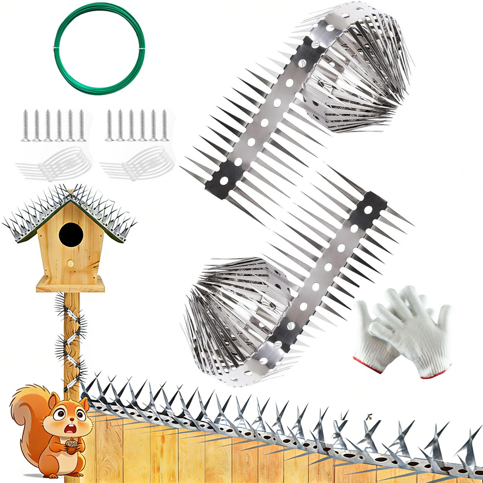 Anti-Climb Spikes for Raccoon & Bird Protection - Heavy-Duty Stainless Steel Barrier Nails for Fence, Roof, Trees | Outdoor Animal Climb Prevention