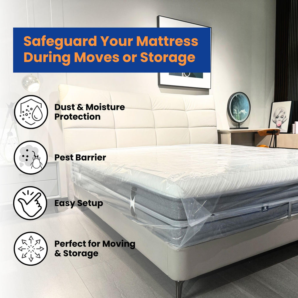 VICMORE 2 Pack King Size Mattress Bags for Moving and Storage — 78" x 100" Plastic Mattress Covers, Waterproof Protector for King and Cal King Beds, Mattress Disposal Bags