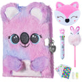Girls Diary with Lock,Gifts for 7 8 9 10 11 12 Year Old Girls Journal for Kids with Bookmarks Sticky Notes Pom Pom Pen Notebook for Writing and Drawing