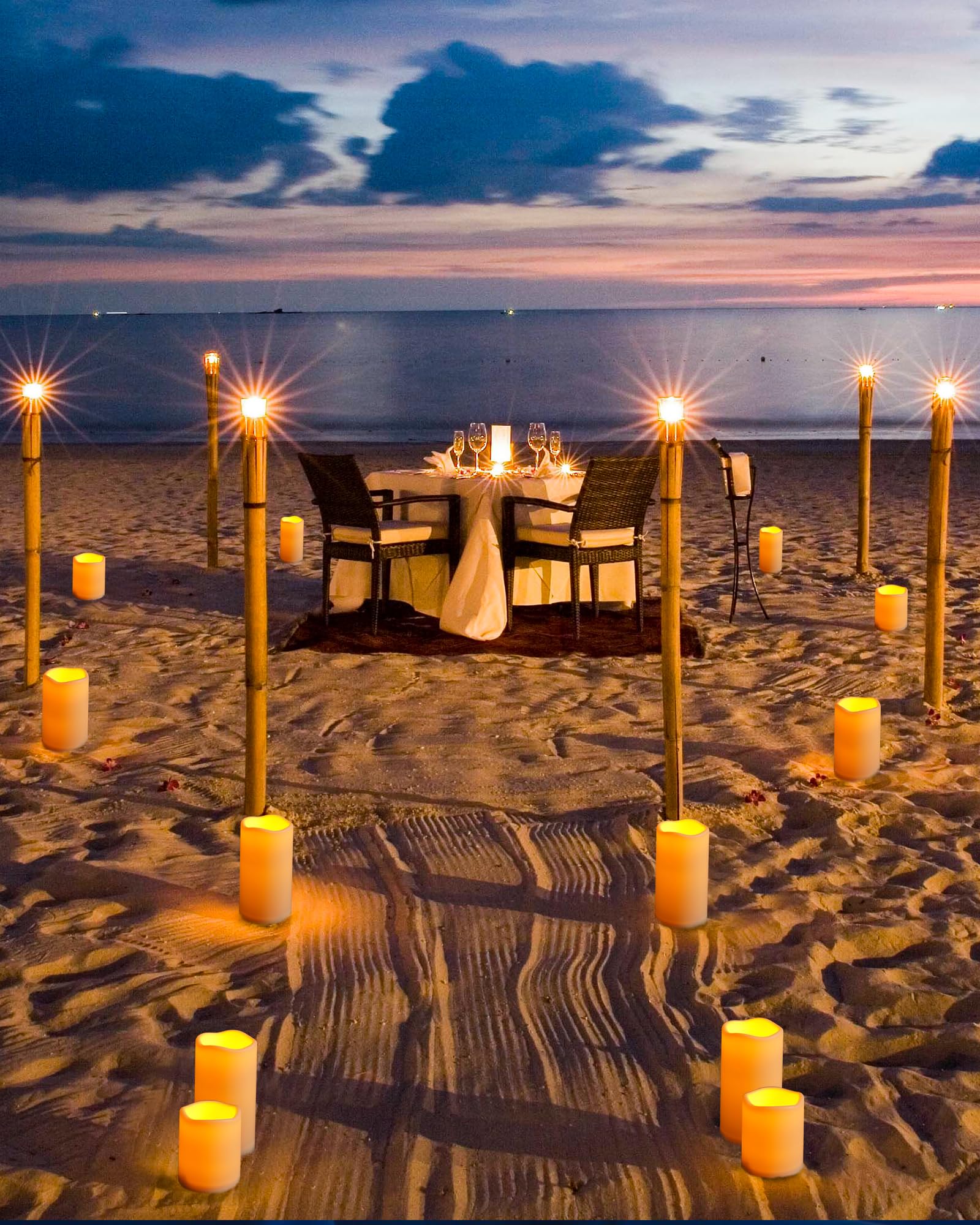 Flameless Candles Battery Operated Candles LED Outdoor Waterproof Candles Plastic Fake Candles with Remote Timers Set of 3(Ivory)