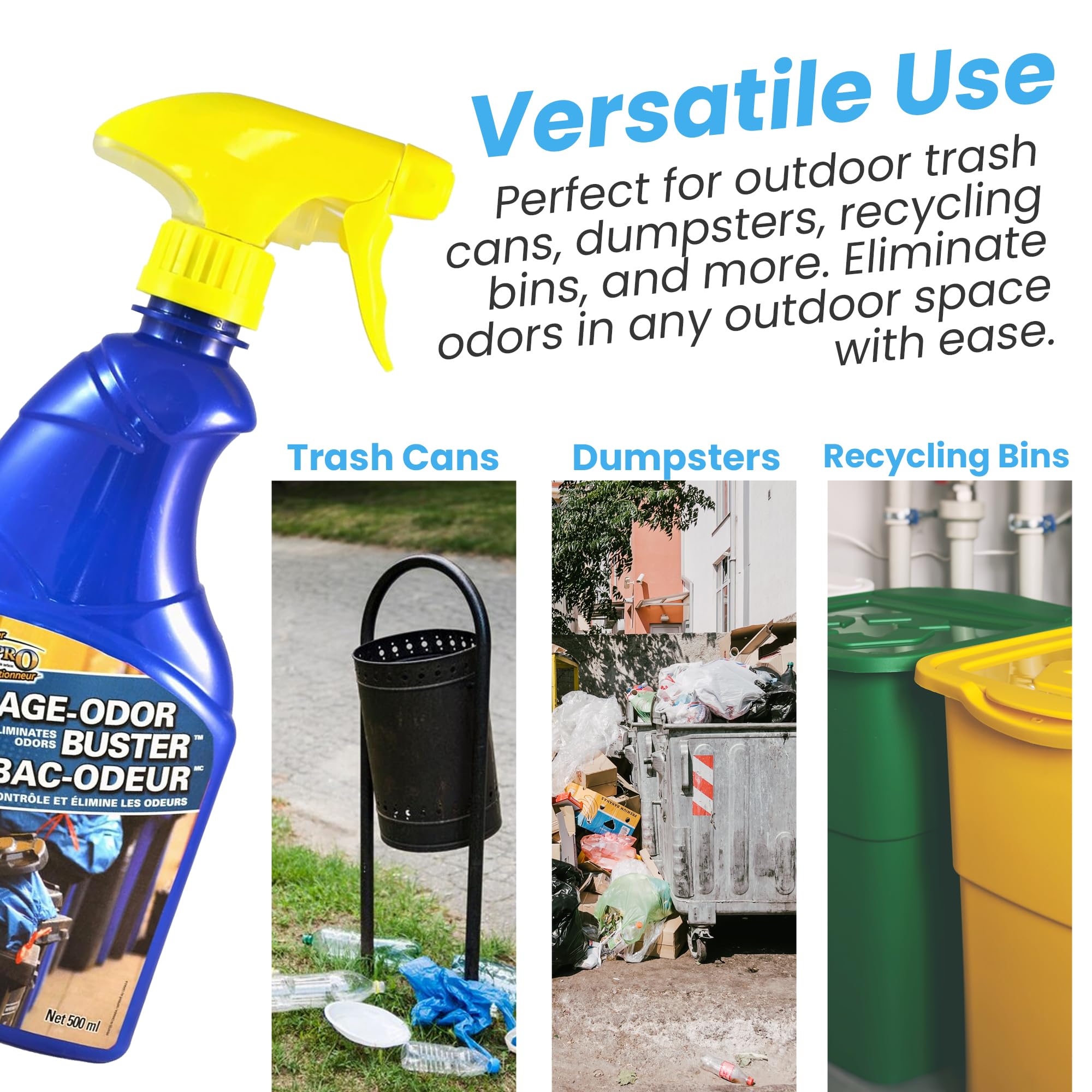 Outdoor Trash Can Odor Eliminator Spray - Freshen and Control Garbage Bin Smells with Ease (500 ml / 16.9 oz)