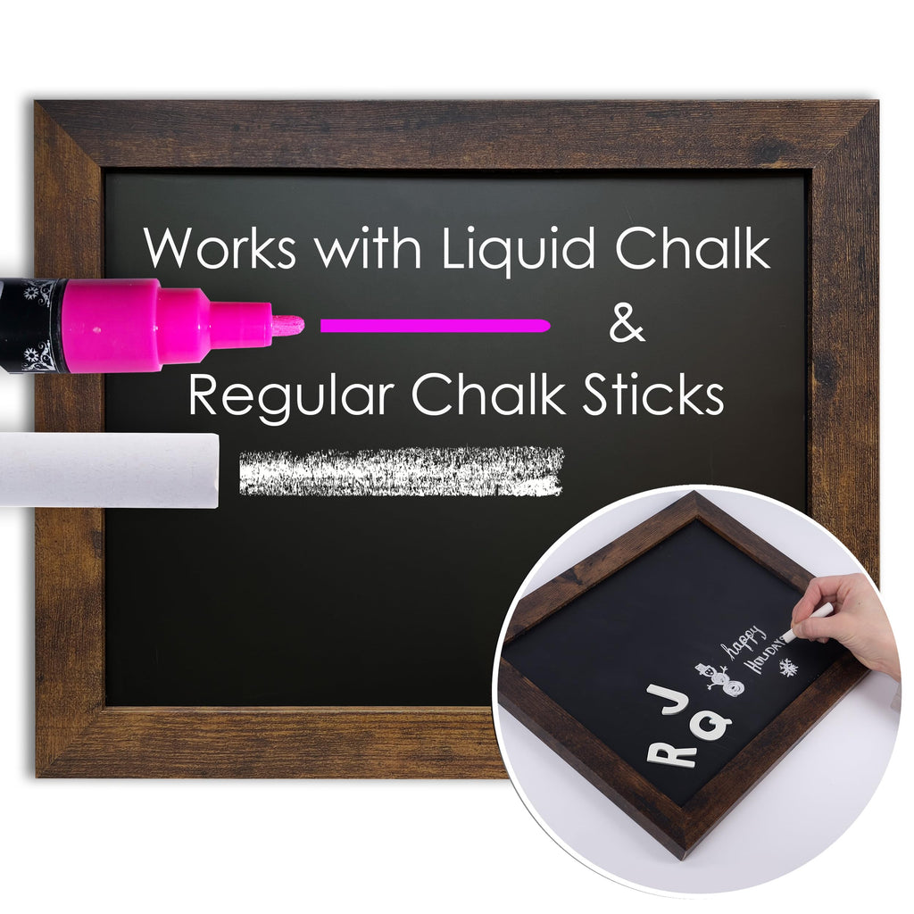 Loddie Doddie Magnetic Chalkboard - 11" x 14", Rustic Frame - Stain-Resistant Chalkboard Calendar - Magnetic Board for Wall Display - Wall-Mount Organizer & Menu Board for Kitchen