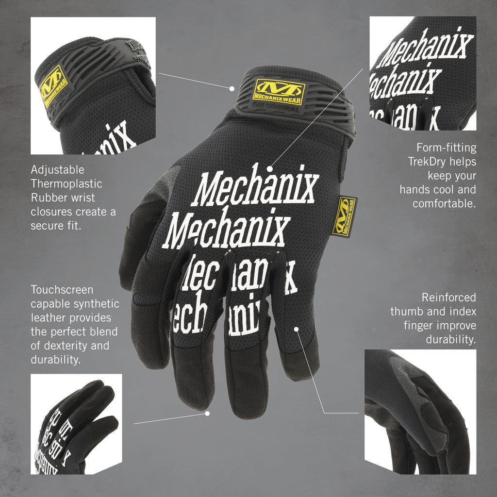 Mechanix Wear: The Original Work Glove with Secure Fit, Synthetic Leather Performance Gloves for Multi-purpose Use, Durable, Touchscreen Capable Safety Gloves for Men (Black, Large)